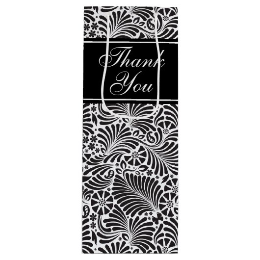 シックモダンフローラルパタパーソナライズされたーン ワインギフトバッグ (正面)