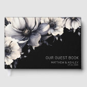 シックモダンフローラ結婚白黒 ゲストブック (正面)