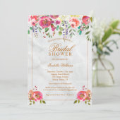 シックモダンフローラ銅大理石ブライダルシャワー 招待状 (スタンド正面)