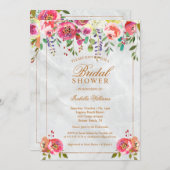 シックモダンフローラ銅大理石ブライダルシャワー 招待状 (正面/裏面)
