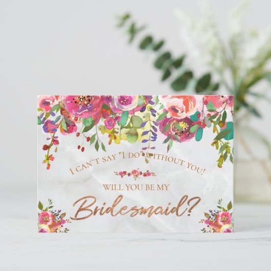 シックモダンフローラ銅箔マーブルブリデスメイド 招待状 (スタンド正面)