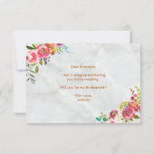 シックモダンフローラ銅箔マーブルブリデスメイド 招待状 (裏面)