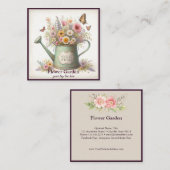 シックモダンフローラ&ウッド素朴ヴィンテージコテージ スクエア名刺 (正面/裏面)