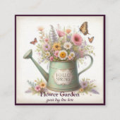 シックモダンフローラ&ウッド素朴ヴィンテージコテージ スクエア名刺 (正面)