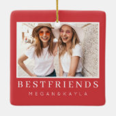 シックモダンフ最高の友のBFF写真 セラミックオーナメント (裏面)