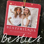 シックモダンフ最高の友のBFF写真 セラミックオーナメント<br><div class="desc">デザインは、おもしろいとよくはしゃぐsans serifおよびserifフォントを含むタイポグラフィで構成される。写真のカスタム追加</div>