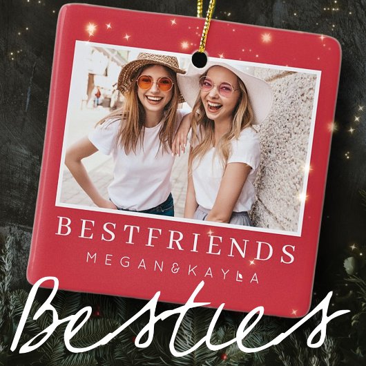 シックモダンフ最高の友のBFF写真 セラミックオーナメント