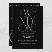 シックモダンブエレガントラック21歳の誕生日パーティー 招待状 (正面/裏面)