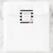 シックモダンブエレガントラック&ホワイトストライプマグノリア スクエアシール (バッグ)