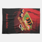 シックモダンブエレガントラック&レッド寿司 キッチンタオル (横)