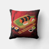 シックモダンブエレガントラック&レッド寿司 クッション (裏面)