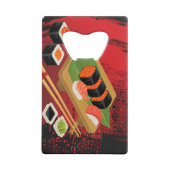 シックモダンブエレガントラック&レッド寿司 クレジットカード栓抜き (裏面)