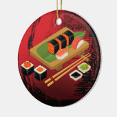 シックモダンブエレガントラック&レッド寿司 セラミックオーナメント (左)