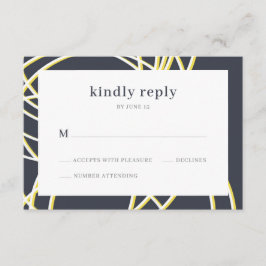 シックモダンブエレガントルーイエローウェディングRSVP エンクロージャーカード