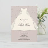 シックモダンブライダルシャワーイラストレーションドレス 招待状 (スタンド正面)