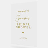 シックモダンブライダルシャワーウェルカム金ゴールドスクリプト アクリルサイン (傾斜)