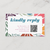 シックモダンブライトはっきりしたレトロフローラウェディングRSVP エンクロージャーカード (正面)