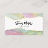 シックモダンブライトトレンディーカラフル金ゴールドQRコードバス 名刺 (正面)