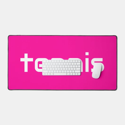 シックモダンブライトピンクお洒落ホワイトテニス文字 デスクマット (キーボード&マウス)