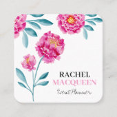 シックモダンブライトフローラ開花水色 スクエア名刺 (正面)