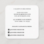 シックモダンブライトフローラ開花水色 スクエア名刺 (裏面)