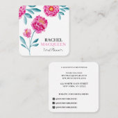 シックモダンブライトフローラ開花水色 スクエア名刺 (正面/裏面)