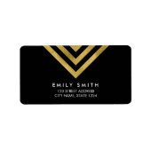 シックモダンブラックおよびフェイク金ゴールド幾何学的アドレス ラベル (正面)