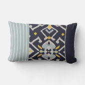 シックモダンブラックイエローとターコイズイカット枕 ランバークッション (裏面)