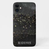 シックモダンブラックウォーター色金ゴールド星（名前あり） Case-Mate iPhoneケース (裏面)