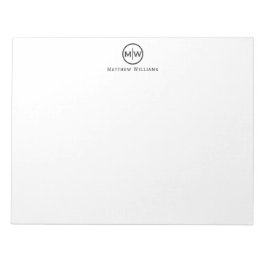 シックモダンブラックエレガントサークルモノグラムイニシャル ノートパッド