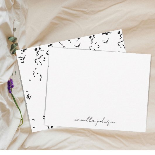 シックモダンブラックグランジテクスチャ |モノグラム ノートカード