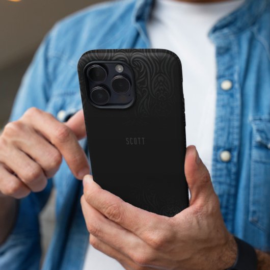 シックモダンブラックグ男らしレーネームカスタム Case-Mate iPhoneケース