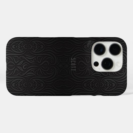 シックモダンブラックグ男らしレーネームカスタム Case-Mate iPhoneケース (裏面 (横))