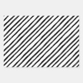 シックモダンブラックストライプフォトクリスマス ラッピングペーパーシート (正面)