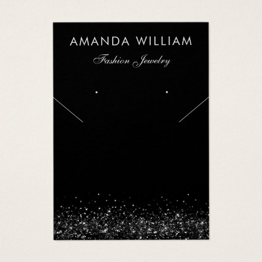 シックモダンブラックネックレスイヤリングディスプレイカード (正面)