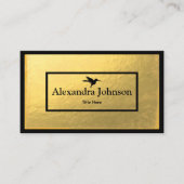 シックモダンブラックハミングフェイクバードゴールドフォイル 名刺 (正面)