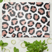 シックモダンブラックバラゴールドフォイルレオパード キッチンタオル (折り畳み)