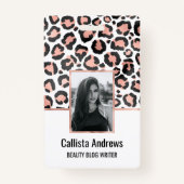 シックモダンブラックバラゴールドフォイルレオパード バッジ (正面)