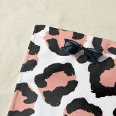 シックモダンブラックバラゴールドフォイルレオパード ビーチタオル (インサイチュ)