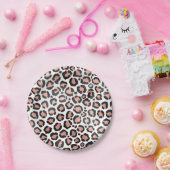 シックモダンブラックバラゴールドフォイルレオパード ペーパープレート (パーティー)