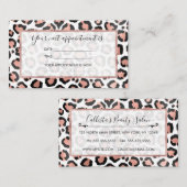 シックモダンブラックバラゴールドフォイルレオパード 予約カード (正面/裏面)