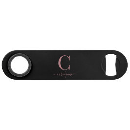 シックモダンブラックバラ金ゴールドモノグラムスクリプト スピード栓抜き