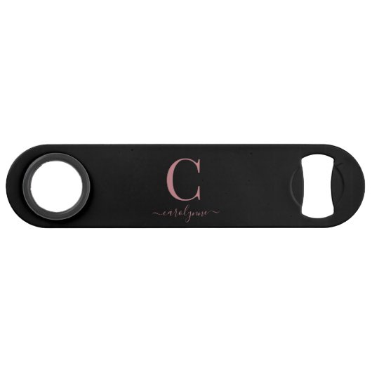 シックモダンブラックバラ金ゴールドモノグラムスクリプト スピード栓抜き (正面(横))