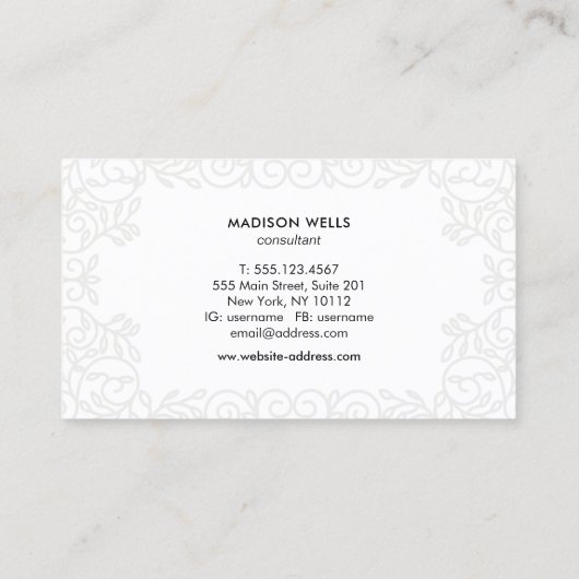 シックモダンブラックフレ華美ーム 名刺 (裏面)