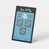 シックモダンブラックブルースキャンでサロンQRコードを支払う 台座サイン (正面)