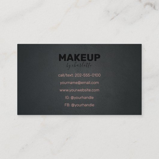 シックモダンブラックヘアサロンメイクアップアーティスト 名刺 (裏面)
