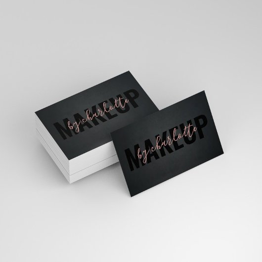 シックモダンブラックヘアサロンメイクアップアーティスト 名刺