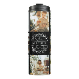 シックモダンブラックモノグラムの&フォトコラージュ タンブラー