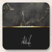 シックモダンブラック大理石金ゴールド コースター (正面)