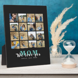 シックモダンブラック我々愛するママ16フォトコラージュ フォトプラーク